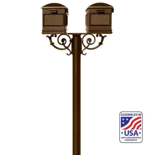 The Hanford TWIN Lewiston mailbox post system w/Scroll Supports
