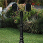 The Hanford TWIN mailbox post system w/Scroll Supports, ornate base, and mailbox