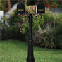 The Hanford TWIN mailbox post system w/Scroll Supports, fluted base, and E1 mailbox
