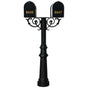 The Hanford TWIN mailbox post system w/Scroll Supports, fluted base, and E1 mailbox