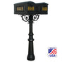 The Hanford TWIN mailbox post system w/Scroll Supports, fluted base, and Lewiston mailbox
