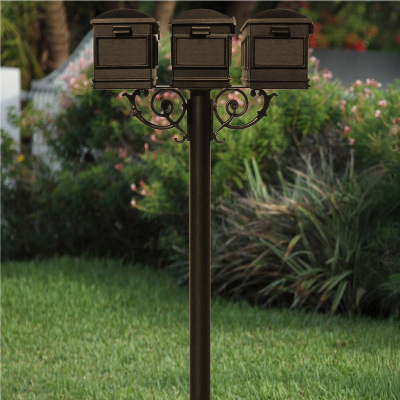 The Hanford TRIPLE Lewiston mailbox post system w/Scroll Supports