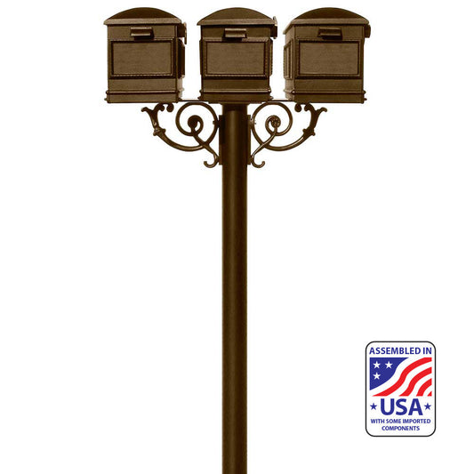 The Hanford TRIPLE Lewiston mailbox post system w/Scroll Supports