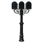 The Hanford TRIPLE mailbox post system w/Scroll Supports, ornate base, and mailbox
