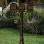 The Hanford TRIPLE Lewiston mailbox post system w/Scroll Supports and ornate base