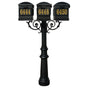 The Hanford TRIPLE mailbox post system w/Scroll Supports, fluted base, and Lewiston mailbox
