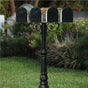 The Hanford QUAD mailbox post system w/Scroll Supports, ornate base, and mailbox