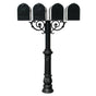 The Hanford QUAD mailbox post system w/Scroll Supports, ornate base, and mailbox