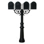 The Hanford QUAD mailbox post system w/Scroll Supports, fluted base, and E1 mailbox