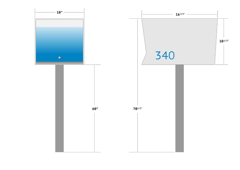 Ted Stuff Quick-Ship Uptown Modern Post Mounted Mailbox in White and Black with Stainless Steel Stick on Numbers