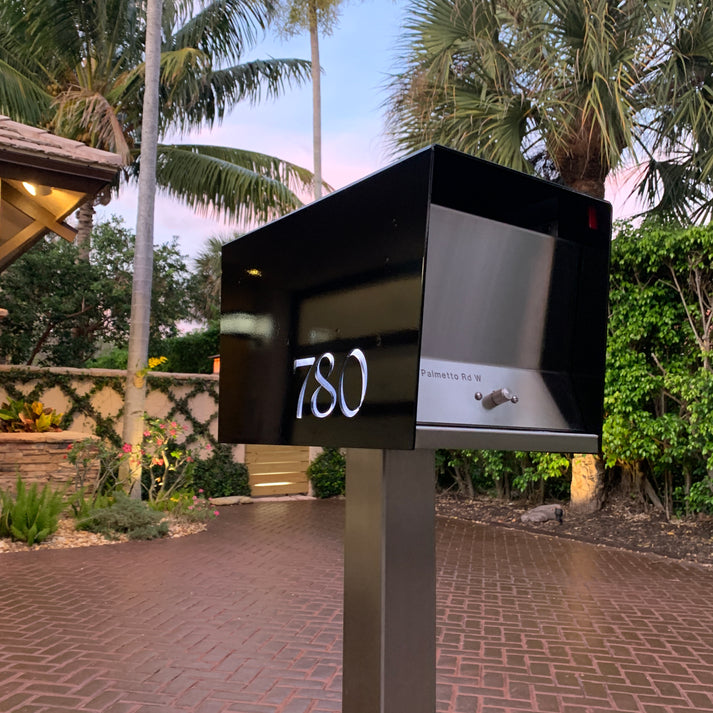 The Original UptownBox in Jet Black - Modern Post Mounted Mailbox