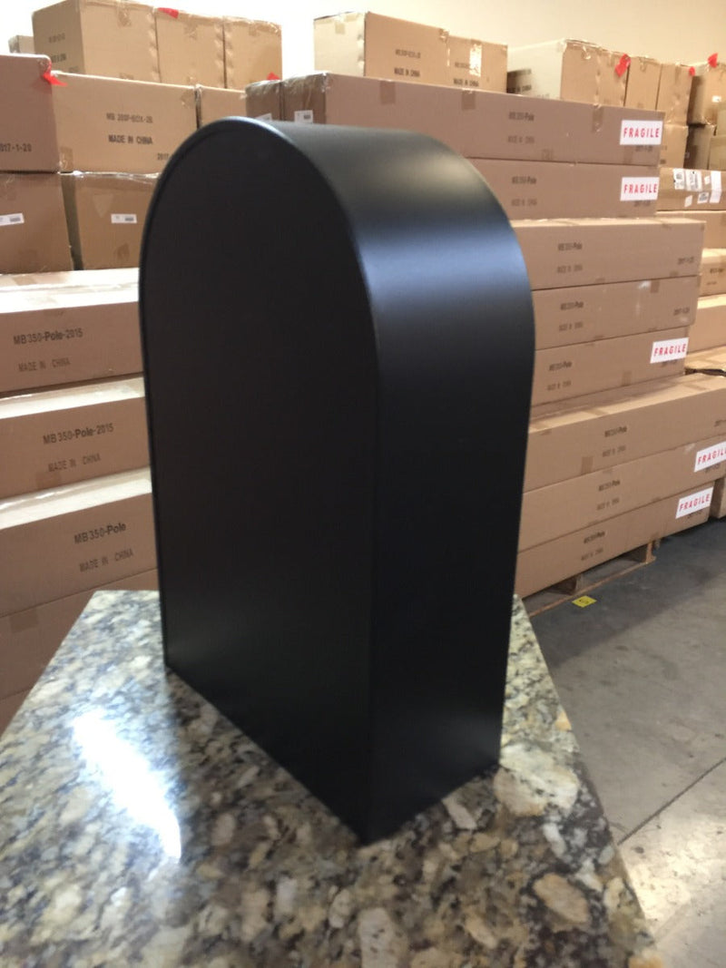 Bobi Classic Slim Front Access Modern Locking Black Mailbox and Round Black Post Combo