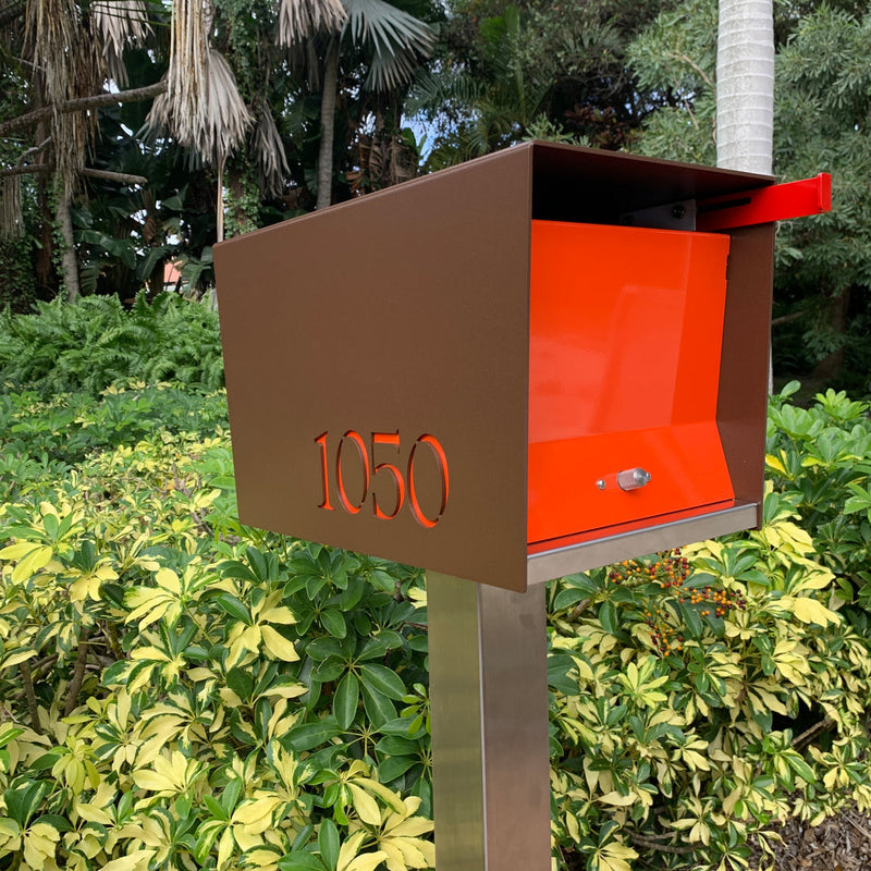 The Original UptownBox in Coconut - Modern Post Mounted Mailbox