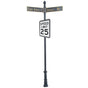 Century Round Post Street Sign with Cast Blades and 30" Rectangle Sign