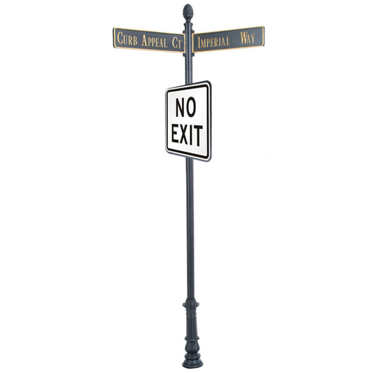 Century Round Post Street Sign with Cast Blades and 24"Square Sign