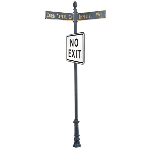 Century Round Post Street Sign with Cast Blades and 30" Square Sign