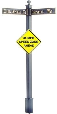 Estate Square Post Street Sign with Cast Blades and 24" Diamond Sign