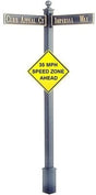 Estate Square Post Street Sign with Cast Blades and 24" Diamond Sign