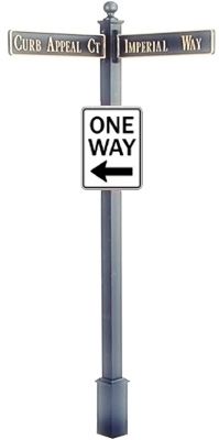 Estate Square Post Street Sign with Cast Blades and 24" Rectangle Sign