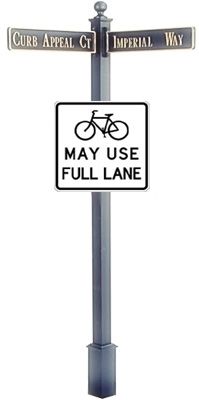 Estate Square Post Street Sign with Cast Blades and 24" Square Sign