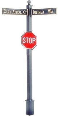 Estate Square Post Street Sign with Cast Blades and 24" Stop Sign