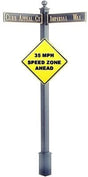 Estate Square Post Street Sign with Cast Blades and 30" Diamond Sign