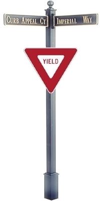 Estate Square Post Street Sign with Cast Blades and 30" Yield Sign