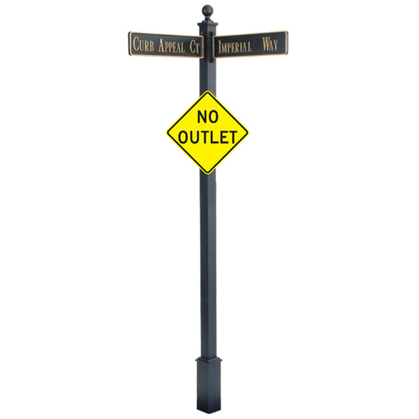 Estate Square Post Street Sign with Cast Blades and 24" Diamond Sign