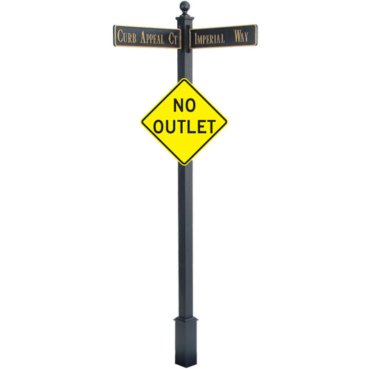 Estate Square Post Street Sign with Cast Blades and 30" Diamond Sign