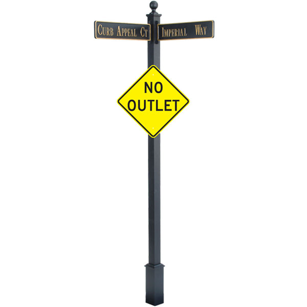 Estate Square Post Street Sign with Cast Blades and 30" Diamond Sign