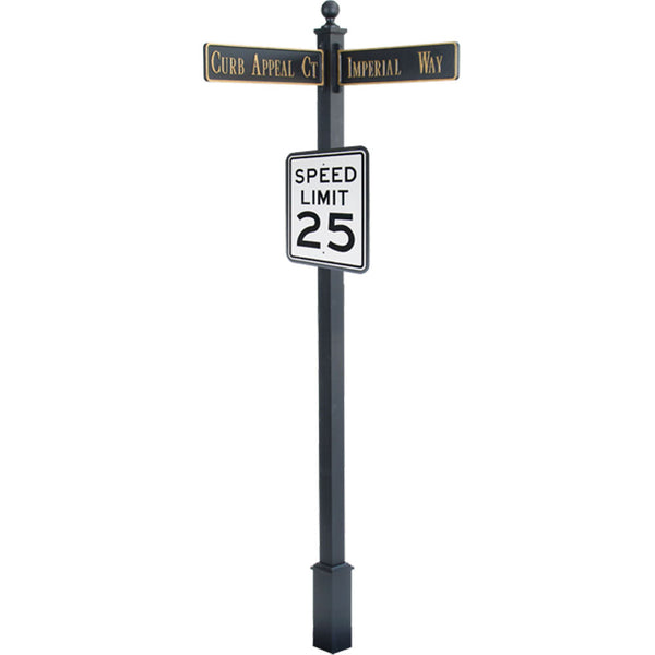 Estate Square Post Street Sign with Cast Blades and 24" Rectangle Sign