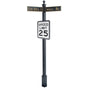 Estate Square Post Street Sign with Cast Blades and 30" Rectangle Sign