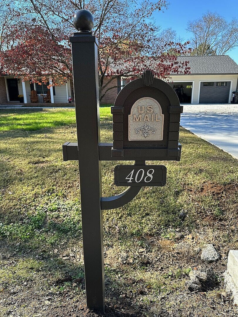 Fleur de Lis Keystone Series Deluxe Mailbox and Post Package - Fully Configurable