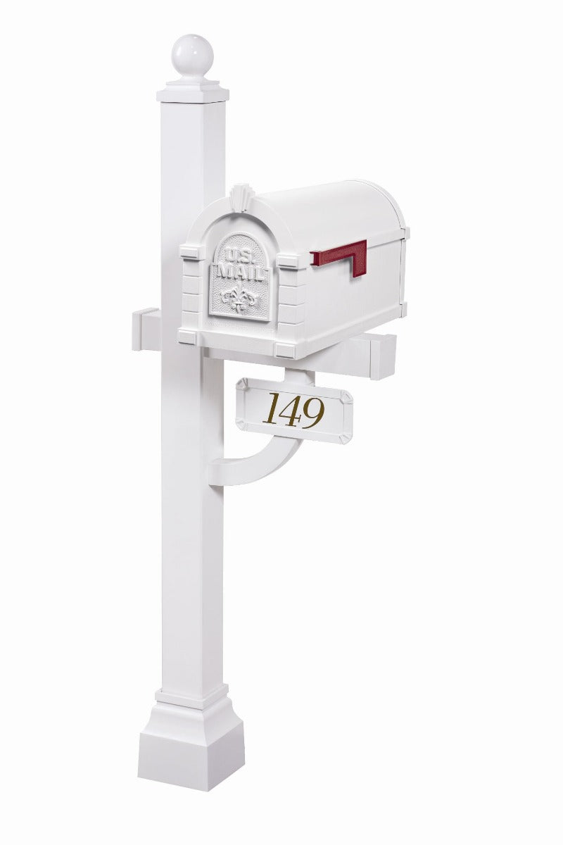 Fleur de Lis Keystone Series Deluxe Mailbox and Post Package - Fully Configurable