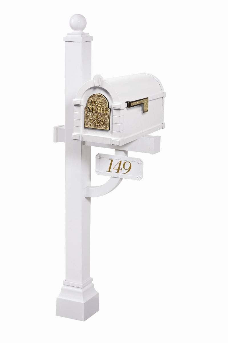 Fleur de Lis Keystone Series Deluxe Mailbox and Post Package - Fully Configurable
