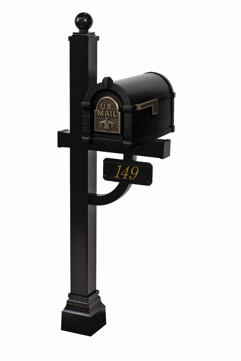 Fleur de Lis Keystone Series Deluxe Mailbox and Post Package - Fully Configurable