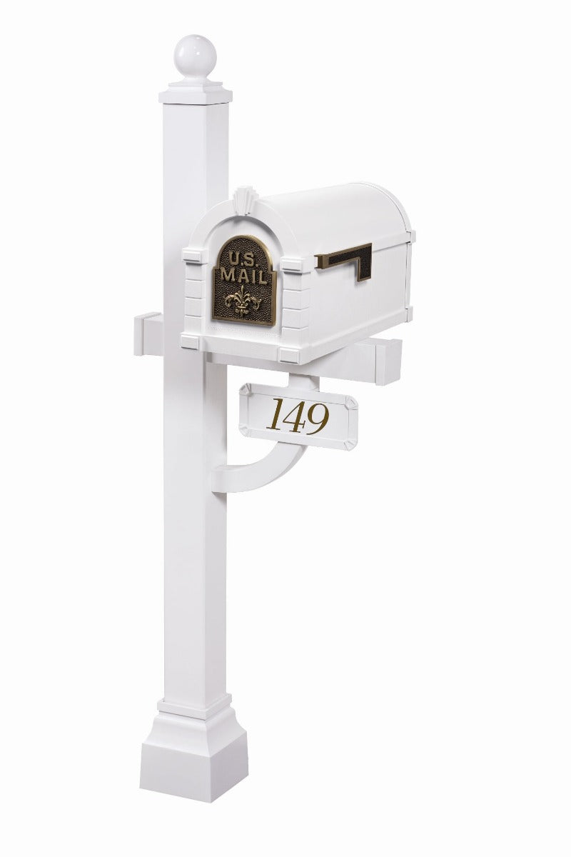 Fleur de Lis Keystone Series Deluxe Mailbox and Post Package - Fully Configurable