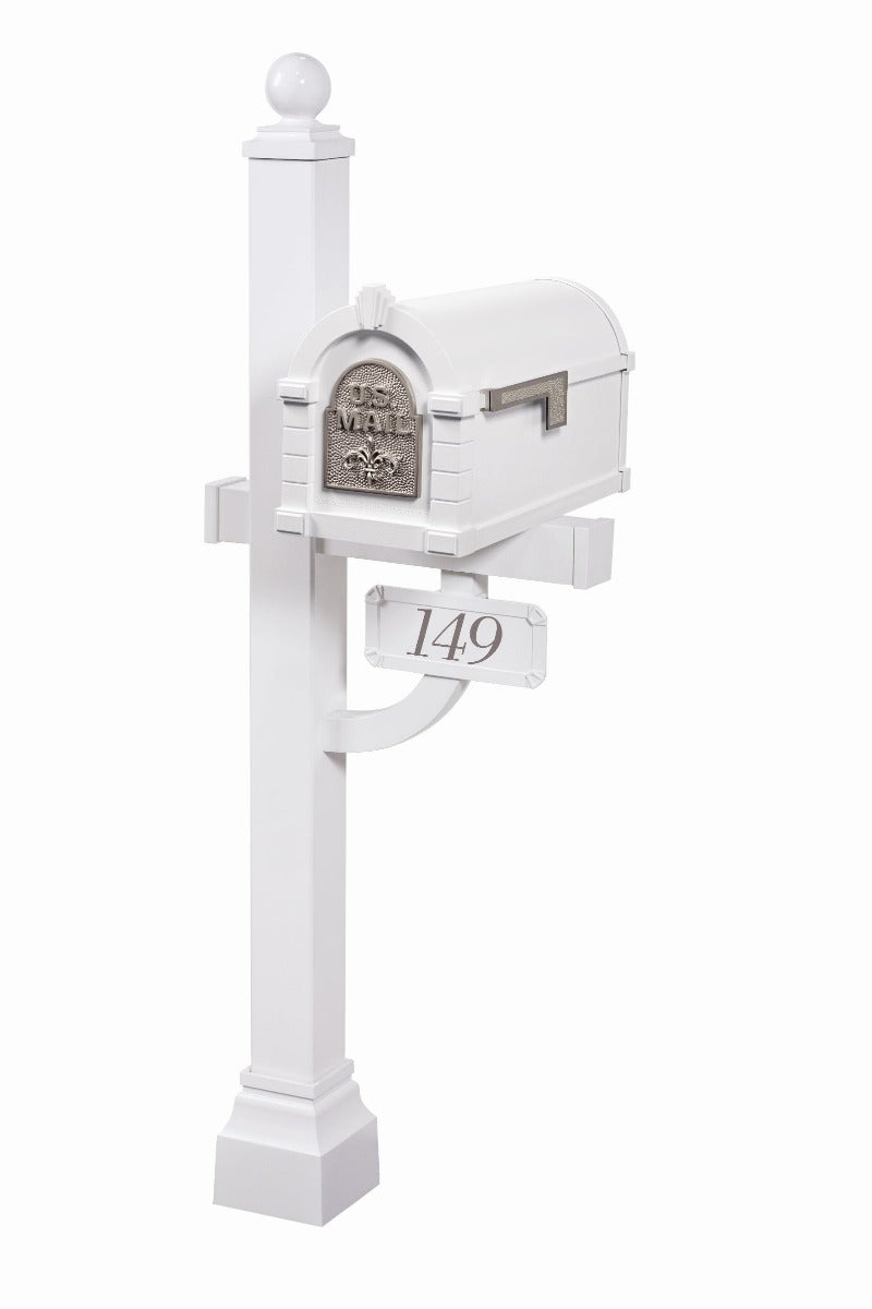 Fleur de Lis Keystone Series Deluxe Mailbox and Post Package - Fully Configurable