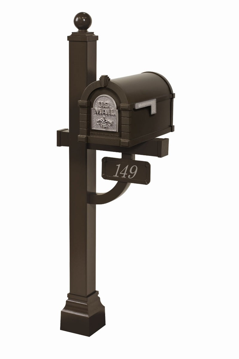 Fleur de Lis Keystone Series Deluxe Mailbox and Post Package - Fully Configurable
