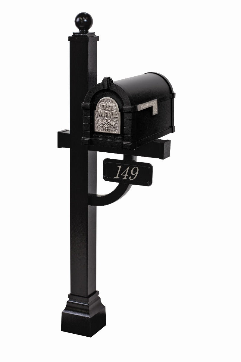Fleur de Lis Keystone Series Deluxe Mailbox and Post Package - Fully Configurable