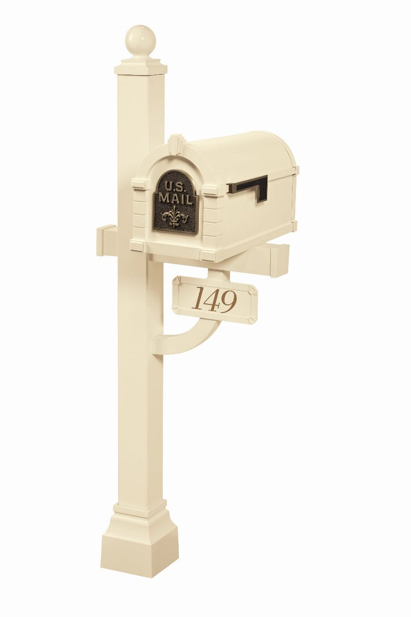 Fleur de Lis Keystone Series Deluxe Mailbox and Post Package - Fully Configurable