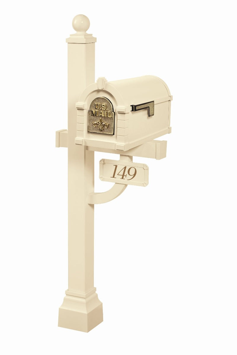 Fleur de Lis Keystone Series Deluxe Mailbox and Post Package - Fully Configurable