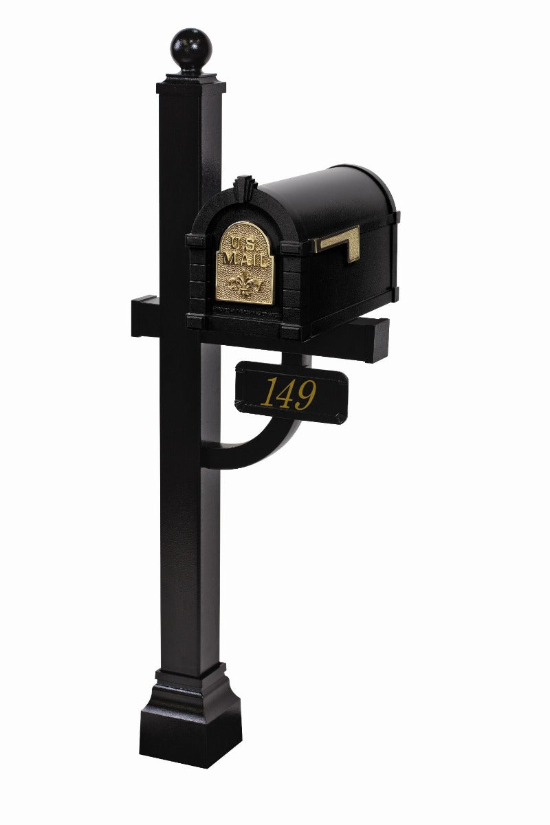Fleur de Lis Keystone Series Deluxe Mailbox and Post Package - Fully Configurable