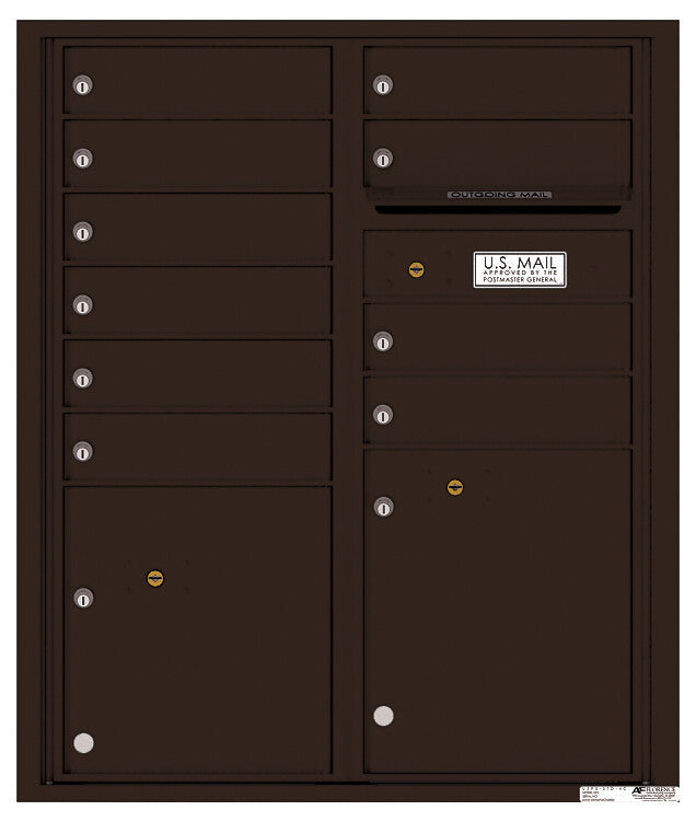 Florence 4C Horizontal Mailbox - 10 Doors, 2 Parcel Lockers - ADA Compliant Max Height USPS Access