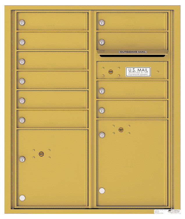 Florence 4C Horizontal Mailbox - 10 Doors, 2 Parcel Lockers - ADA Compliant Max Height Private Access