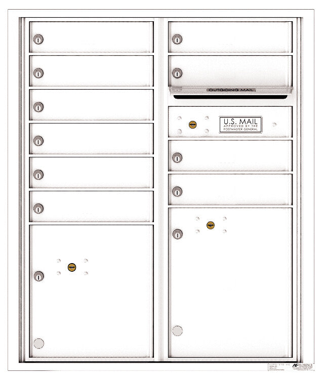 Florence 4C Horizontal Mailbox - 10 Doors, 2 Parcel Lockers - ADA Compliant Max Height USPS Access