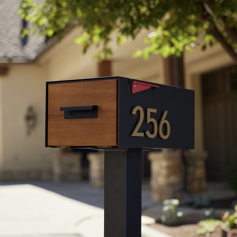 Post & Porch Large Malone Post-Mounted Mailbox with Wood Door