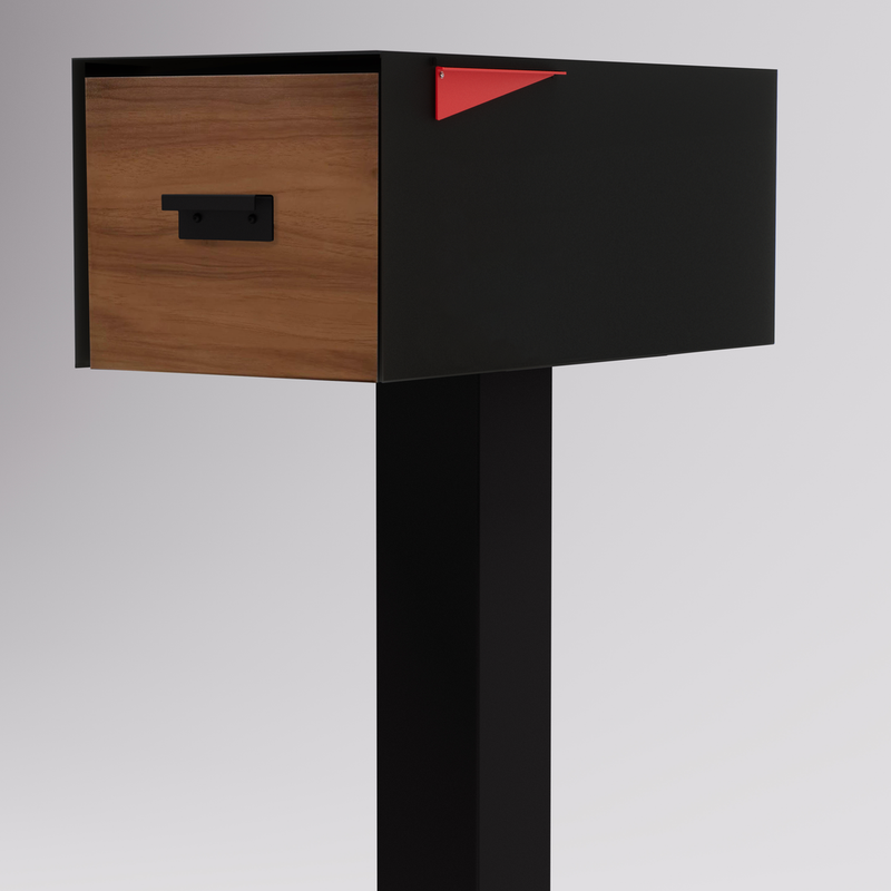 Post & Porch Large Malone Post-Mounted Mailbox with Wood Door