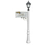 Lewiston Mailbox and Lewiston Post with 3 Address Plates (Sides, Front), Support Brace and Fluted Base, with Black Bayview Solar Lamp