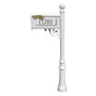 Lewiston Mailbox and Lewiston Post (with Fluted Base and Ball Finial), with 3 Address Plates (Sides, Front) and Support Brace